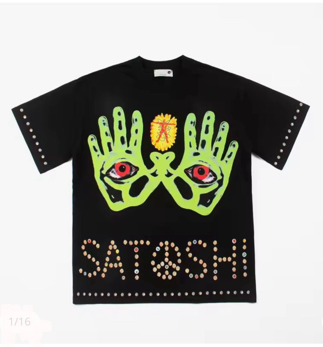 Satoshi Nakamoto All Seeing Hands T-Shirt – Black